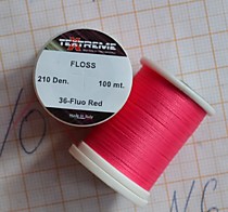 Синтетика для самодуров и ставок на селедку ставриду и корюшку, матерал для мушек на хариуса и ленка Textreme FLOSS Fluo Red УФ ( реально цвет немного малиновыЙ)
