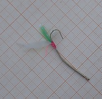 Белые зимние блесна самосвалы на корюшку из серебряного нейзильбер - 40 мм мушка Мобискин Кеймура + вата ZAK зеленая с люрексом Розовый УФ шелк точка атаки . отверстие для лески