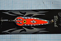 Блесна для троллинга на море симы  и  лосося кумжи и щуки -UV -блесна Стингер Блик- бело красная осминожка