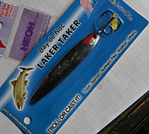 блесна для троллинга лосося фирмы Лаккер Такер  Серебро с белой голографией  большая