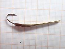 Бдесна мормышка на зубаря с крючком биметалик.50 мм Медь+ латунь. Крючок Креветка № 6 мм