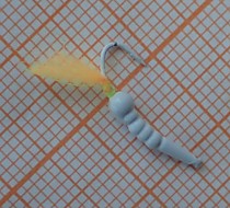 Зимняя Вольфрамовая Блесна на Корюшку для Камчатки Белый - Криль- 0.6 грамм с мохером  УФ Оранжевый Атлас ( морковка)