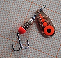 Блесна вертушка на ленка Стингер Иннова Серебряная пуля, серебряное крыло с красными кругами - 12 гр 