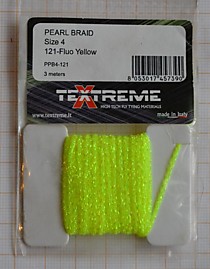Материал для самодуров "Брайд",прочная нить с блестками на картонке.Цвет-желтый УФ,3 метра.Фирма "Текстрим" PEARL BRAID TEXTREME Fl.Yellow