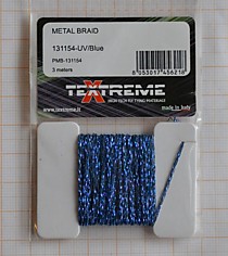 Материал для самодуров "Брайд",прочная нить с блестками на картонке.Цвет-Синий УФ,3 метра.Фирма "Текстрим" METAL BRAID TEXTREME Fl.Blue UV 
