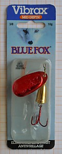 Блесна на Кижуча-блесна Блюфокс,оригинал,вертушка в виде красного лепестка и золотого колокольчика-10гр BLUE FOX №4