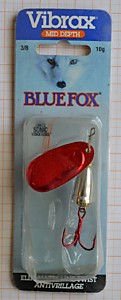 Блесна на Кижуча-блесна Блюфокс,оригинал,вертушка в виде красного лепестка и серебряного колокольчика-10гр BLUE FOX №4
