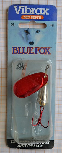 Блесна на Кижуча-блесна Блюфокс,оригинал,вертушка в виде красного лепестка и серебряного колокольчика-10гр BLUE FOX №4