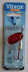Блесна на Кижуча-блесна Блюфокс,оригинал,вертушка в виде красного лепестка и серебряного колокольчика-8гр BLUE FOX №3