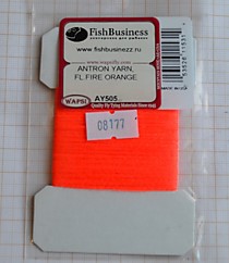 Материал для самодуров на корюшку "Антрон ярн " фирмы "Вапси" на морскую и зимнию рыбалку. Толстый материал на картоне,цвет-ораньжевый ANTRON YARN WAPSI Fl Orange UV 