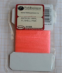 Материал для самодуров на корюшку "Антрон ярн " фирмы "Вапси" на морскую и зимнию рыбалку. Толстый материал на картоне,цвет шелково-розовый  ANTRON YARN WAPSI Fl Shell Pink UV