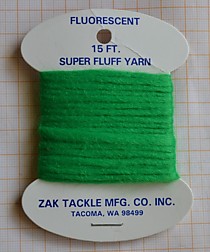 Старый ЦАК !Материал для самодуров-махер-для корюшки,фирмы "Зак Тасле",цвет :зеленый,. ZAK TACKLE SUPER FLUFF YARN FLUORESCENT Green