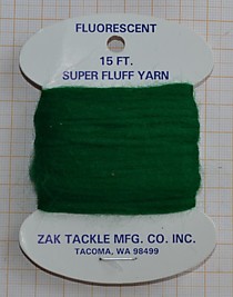 Старый ЗАК Материал для самодуров-махер-для корюшки,фирмы "Зак Тасле",цвет:темно зеленый,флюоресцентный. ZAK TACKLE SUPER FLUFF YARN FLUORESCENT Dark Green