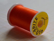 Материал для самодуров, шелк "Глоу Брите" фирмы "Хайлайнер" США. Толстый расслаивающийся шелк,25 метров,цвет темно-ораньжевый.№6