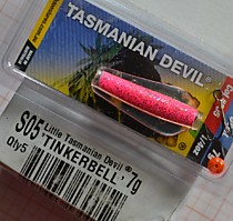 блесна на лосося Тасманский дьявол № S05 -7 тинкенберл- розовый УФ в золотую блеску