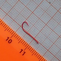 Крючки на малоротую корюшку Угорь № 3 мм Ярко красный лопатка ( Maruto 9534 # 5 Red) Японская шкала размера крючков
